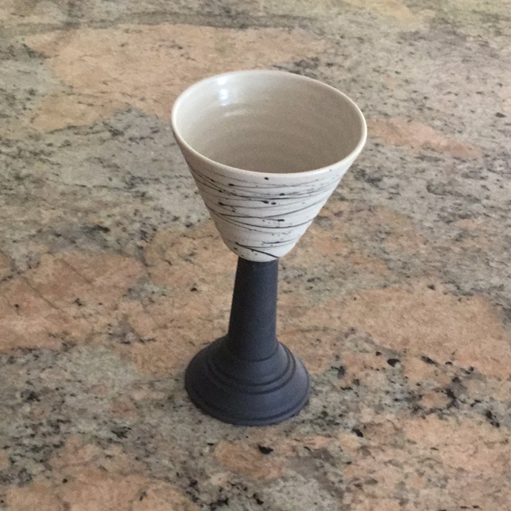 8 unusual pottery wine glasses in a pillar shape